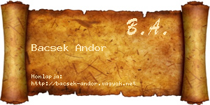 Bacsek Andor névjegykártya
