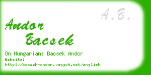 andor bacsek business card